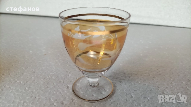 Ретро ракиени чаши, калиево стъкло, столче, 6 бр, 50 мл, снимка 4 - Чаши - 52749834