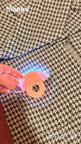 Модерна жилетка-палто с качулка в десен Пепит (Houndstooth) – Универсален размер, снимка 4 - Сака - 53729915