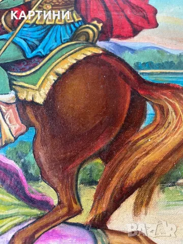 Икона Свети Димитър - ръчно рисувана върху дърво, снимка 4 - Картини - 49754735