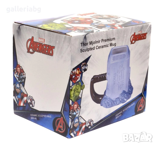 Керамична 3D чаша чукът на Тор – Marvel Avengers, 650 мл, снимка 3 - Чаши - 52681679