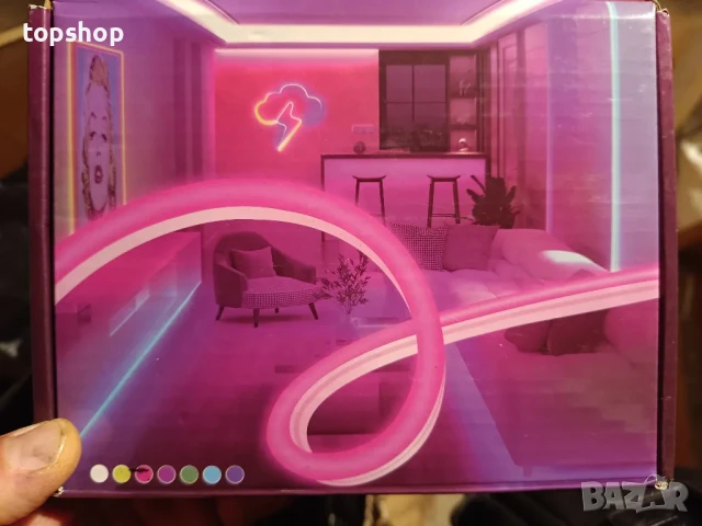 Нова LED лента Lamomo RGB 5 м, неонова LED лента с управление чрез приложение, 12 V водоустойчива..., снимка 2 - Лампи за стена - 50503784