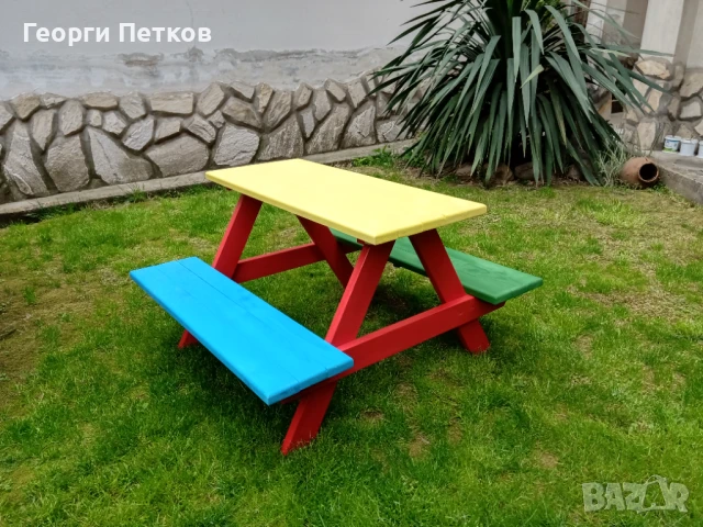Градинска детска масичка с пейки,цветна, снимка 2 - Други - 50280074
