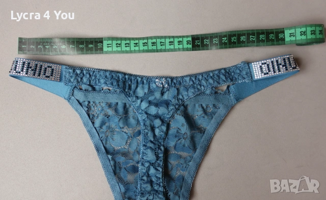 S тюркоазени дантелени прашки с камъчета на талията, снимка 6 - Бельо - 54175292