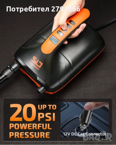 Електрическа помпа Swonder SUP, 20 PSI с интелигентно двустепенно напомпване, 12V, снимка 2 - Водни спортове - 53661298