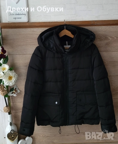 Черно зимно яке с качулка ZARA , снимка 10 - Якета - 52710163
