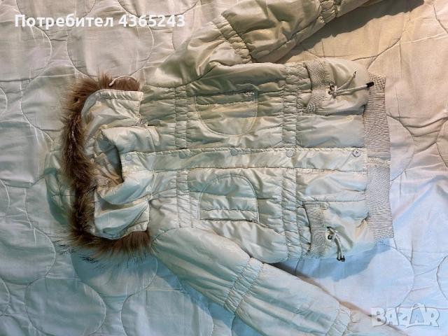 Дамско бяло зимно яке с качулк от естествен косъм , снимка 4 - Якета - 52577059