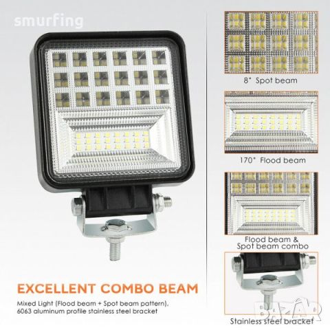 ДИОДЕН ХАЛОГЕН 42 ДИОДА 126W Фар / ЛЕД LED 12-24V, снимка 2 - Аксесоари и консумативи - 45837300