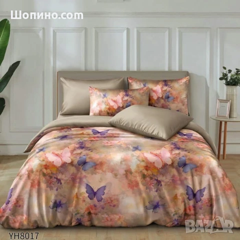 Флорални десени от памучен сатен с ластик, 4 части   4 части, двоен комплект С ЛАСТИК, снимка 17 - Спално бельо - 54068590