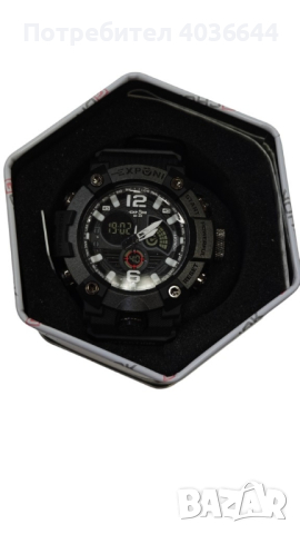 Водоустойчив спортен дигитален часовник EXPONI "Двоен екран,подсветка,аларма, хронометър и др. , ", снимка 2 - Мъжки - 44958225