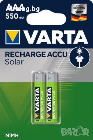 Батерии Varta 56733 Solar Ready2Use AAA 550mAh 2бр. блистер, снимка 1 - Батерии, зарядни - 45525062