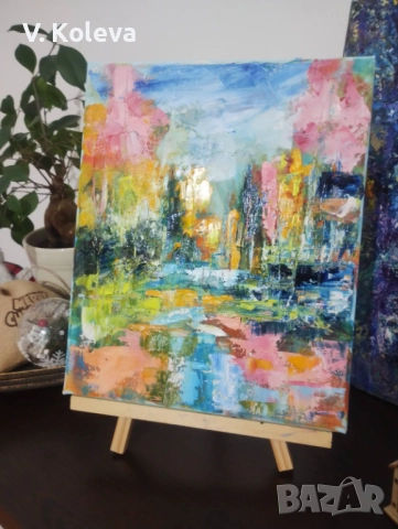 Абстрактна картина, маслени бои, снимка 3 - Картини - 52811604