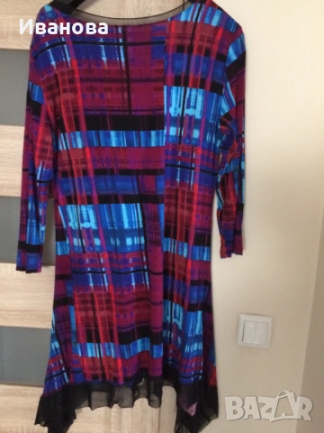 Шарена асиметрична рокля., снимка 2 - Рокли - 53692261