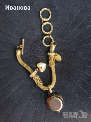 Позлатен дамски часовник Quartz гривна с цирконий, снимка 6 - Гривни - 52096530