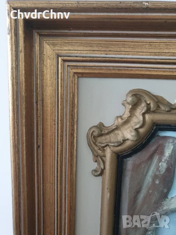 91х64см-8кг/стара голяма маслена картина-пано от гипс/голи деца/Рококо/дървена рамка, снимка 7 - Картини - 51357831