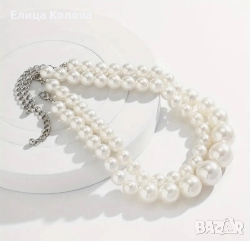 Двойно колие от изкуствени перли, снимка 2 - Колиета, медальони, синджири - 52944943