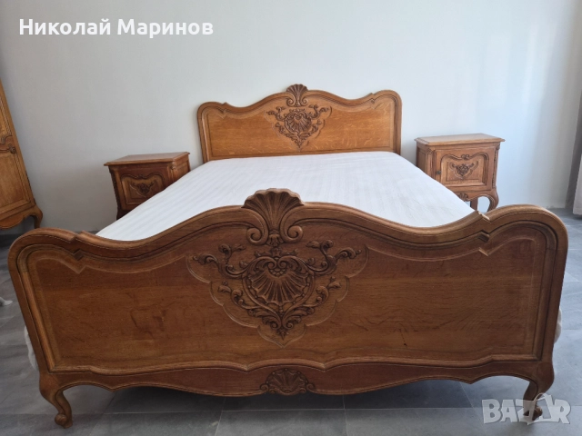 Античен спален комплект от масивен дъб – начало на 20 век, снимка 3 - Спални и легла - 52511889