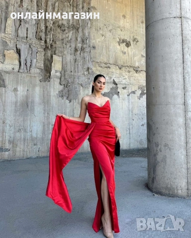 Дълга сатенена рокля , снимка 4 - Рокли - 53466048