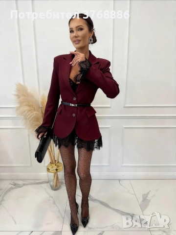 Комплект- сако и  къси панталонки с дантела, снимка 2 - Комплекти - 52632656