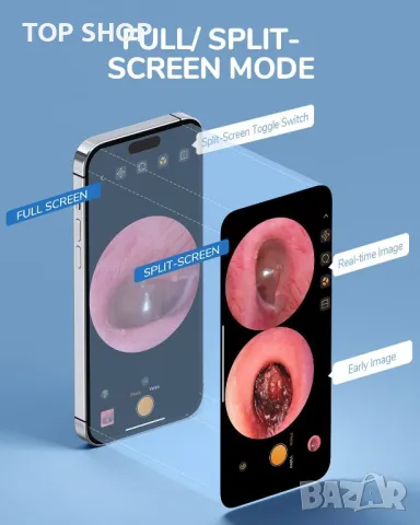 ScopeAround Камера за уши с отоскоп, за отстраняване на ушна кал, съвместим с iPhone 15/ Android, снимка 6 - Тримери - 49333002