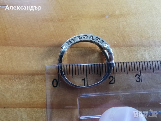 Дамски златен пръстен Булгари с камъни - 14к, 2,40 гр. 18 мм., снимка 4 - Пръстени - 45369593