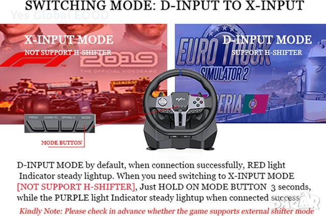 PXN V9 Gen 2 волан за PC/PS4/Xbox с педали и скорости, снимка 5 - Аксесоари - 53254174