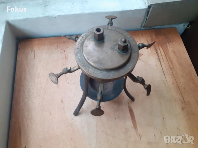 Стар антикварен уред бронз мед метална стойка качество, снимка 4 - Антикварни и старинни предмети - 53270584