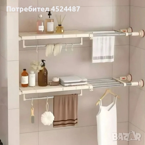 Разтегателен телескопичен рафт без пробиване 50–80 см., снимка 2 - Други стоки за дома - 52931270