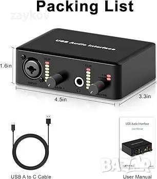 YDMADE USB аудио интерфейс с XLR и 1/4 инча , снимка 1 - Друга електроника - 47132667