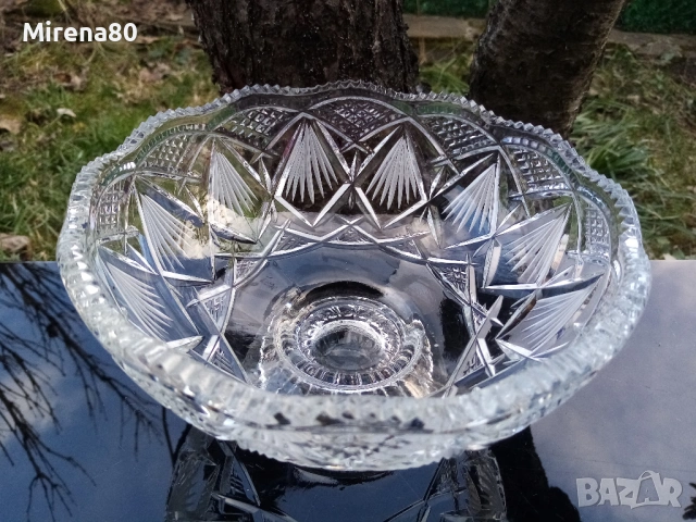 Кристална купа на пиедестал, снимка 2 - Други - 53714199
