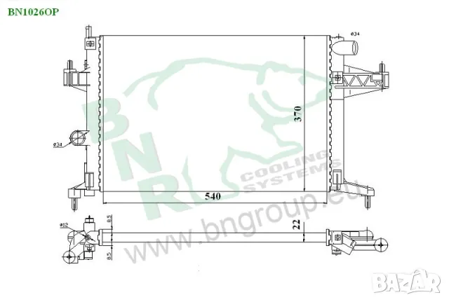 Воден радиатор BNR за CHEVROLET,OPEL BN1026, снимка 3 - Части - 44157759