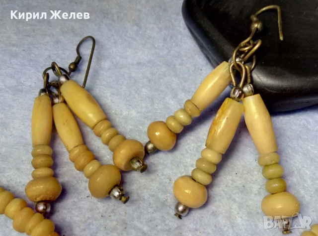 КОМПЛЕКТ СТАРИ ОГЪРЛИЦА и ОБЕЦИ МАЙСТОРСКИ РЪЧНО ИЗРАБОТЕНИ от КОСТ РОГ и БРОНЗЕ ЕтнАРТ НАКИТИ 17412, снимка 12 - Бижутерийни комплекти - 51360686