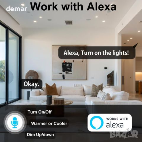 iLC Smart LED вградени таванни лампи, работа с Alexa, 8 W, Ø70-85 mm, контролирани от APP, 6 бр., снимка 2 - Лед осветление - 46162818