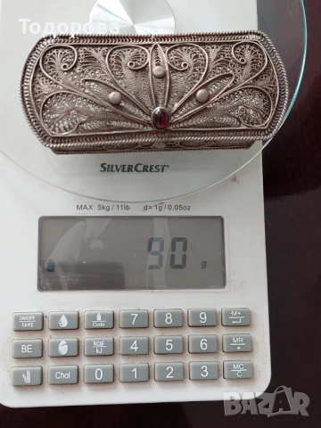 Стара Сребърна филигранна кутия за бижута с натурален рубин/сребро 925/, снимка 3 - Други - 52317358