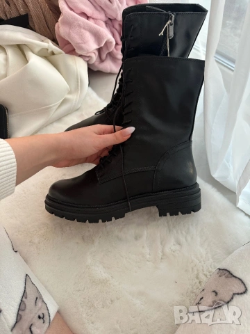 Marco Tozzi естествена кожа черно боти, снимка 2 - Дамски боти - 53137679
