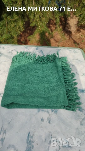 Зелена памучна покривка с ресни плътна тежка, снимка 3 - Покривки за маси - 51044819