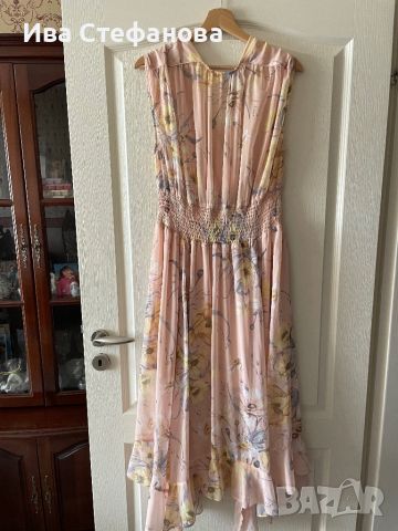 Разкошна нова  лятна елегантна ежедневна рокля нежен флорален принт цветя прасковена праскова H&M hm, снимка 4 - Рокли - 40721588