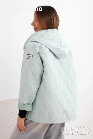 Дамско пролетно ватирано яке с качулка и цип, 9цвята , снимка 4 - Якета - 52869834