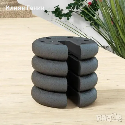 Outsunny Тежести 4 x 2,2 кг за шатра, подреждащи се, циментова сърцевина, Ø 20 x 4,5 см, снимка 5 - Градински мебели, декорация  - 50359095