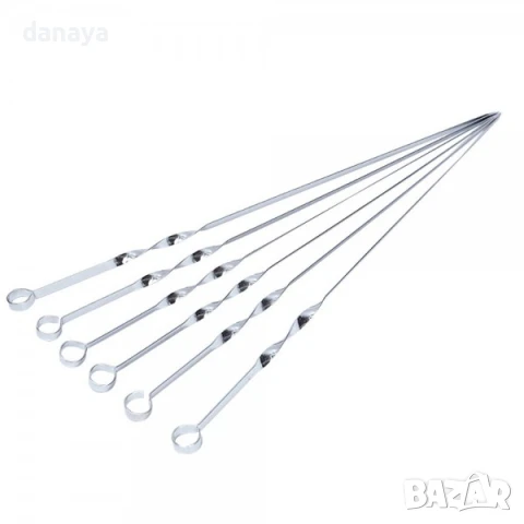 2616 Комплект плоски метални шишове за скара, 6 броя, 47см, снимка 5 - Аксесоари за кухня - 51101574