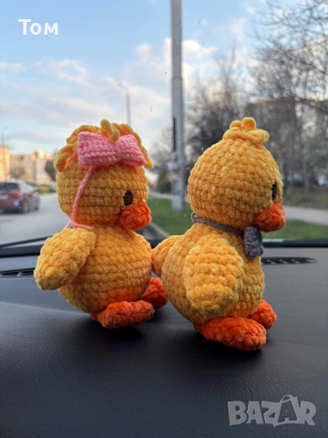 Ръчно изработени плетени играчки патенца, снимка 2 - Плюшени играчки - 53975874