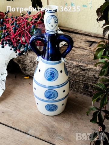 Бутилка/ваза Гжель , снимка 3 - Антикварни и старинни предмети - 51956253