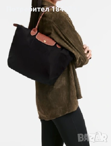 Longchamp – нова – с етикети, черна, М, дълги дръжки, снимка 13 - Чанти - 54266998