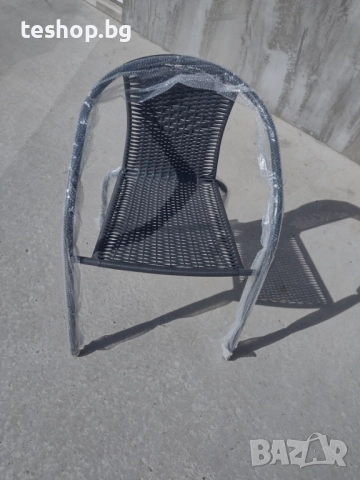 Градински стол ратан/метален 56х54х74 см, снимка 4 - Градински мебели, декорация  - 51612441