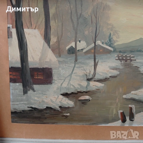 Живопис картина в рамка зимен пейзаж , снимка 4 - Картини - 54245254