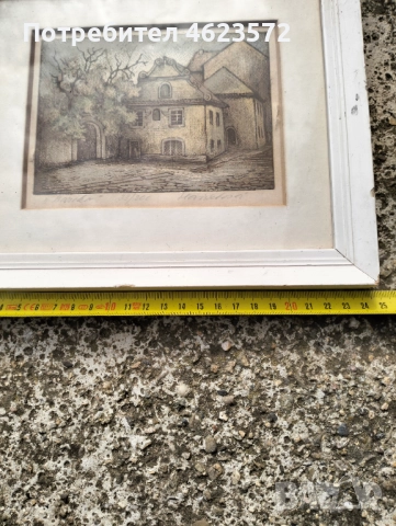 Стара цветна графика подписана, снимка 2 - Антикварни и старинни предмети - 52062555
