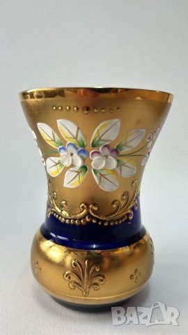 Кристална ваза Bohemia с позлата, снимка 3 - Вази - 46439478
