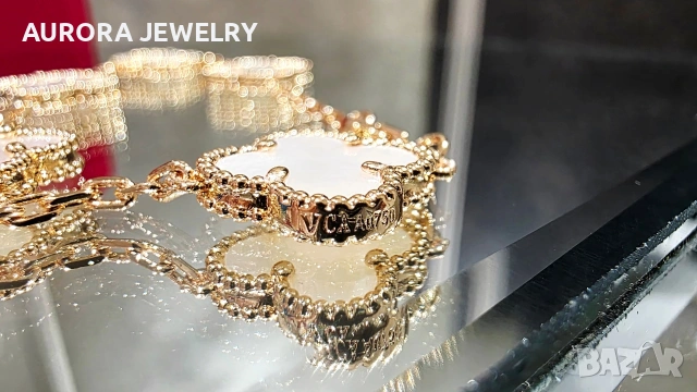 Van Cleef & Arpels VCA 5 Rose Gold Mother Pearl Alhambra Дамска Гривна, снимка 8 - Гривни - 53243342