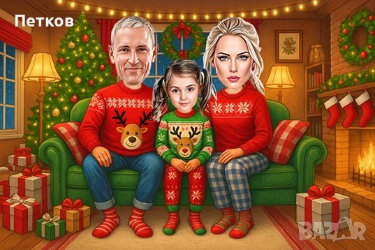 Карикатура по снимка за Коледа! Уникален подарък за любим човек!, снимка 5 - Картини - 52379727