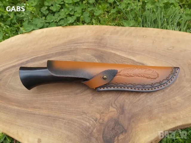 Ловен нож с кожена кания,три слоя стомана LN402, снимка 3 - Ножове - 49962608