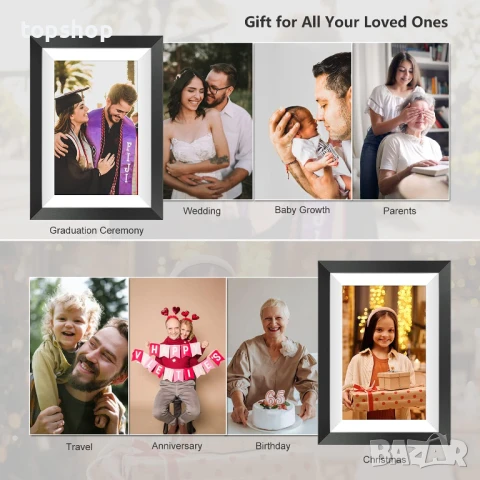 Тествана Wifi цифрова фоторамка 10.1 инча, MARVUE, IPS сензорен екран, 16GB памет, 1080 HD..., снимка 6 - Плейъри, домашно кино, прожектори - 48737571